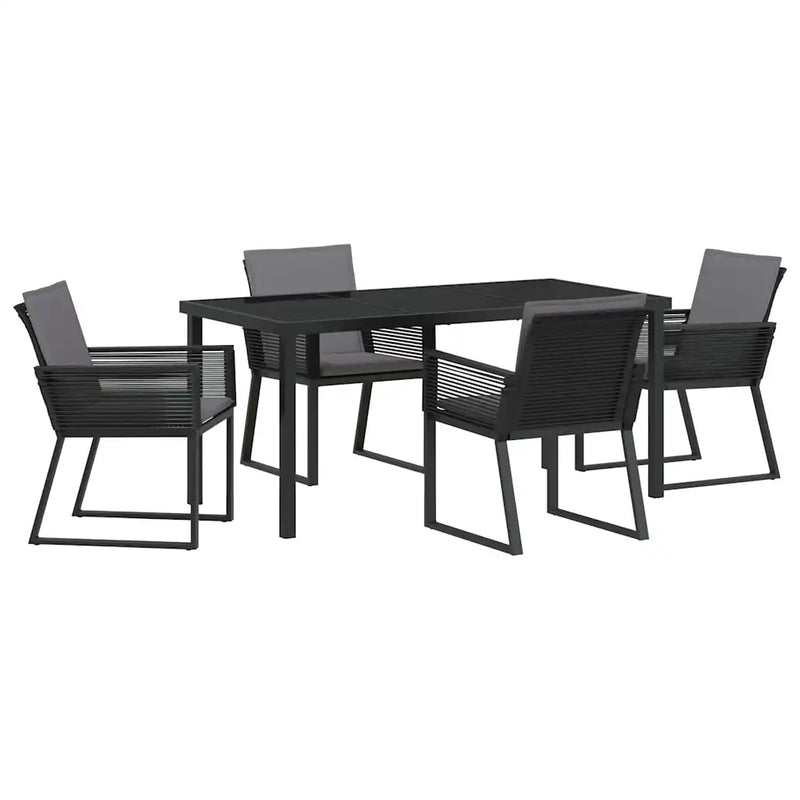Garden Dining Set 5 pcs Black Powder-Coated Steel