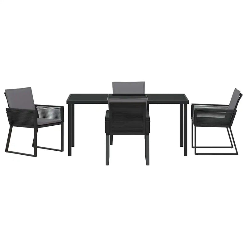 Garden Dining Set 5 pcs Black Powder-Coated Steel