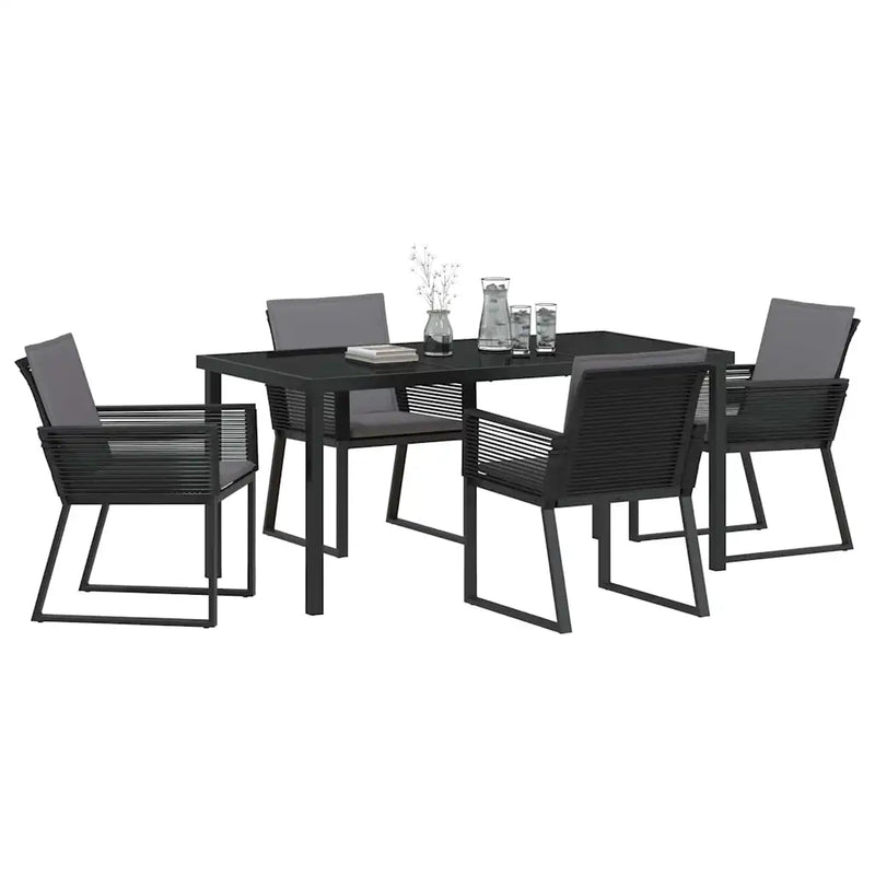 Garden Dining Set 5 pcs Black Powder-Coated Steel
