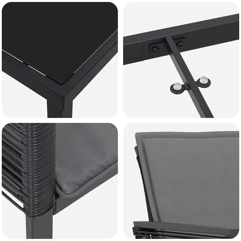 Garden Dining Set 9 pcs Black Powder-Coated Steel