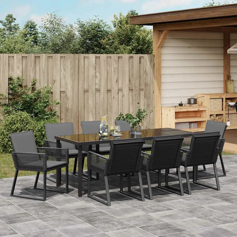 Garden Dining Set 9 pcs Black Powder-Coated Steel
