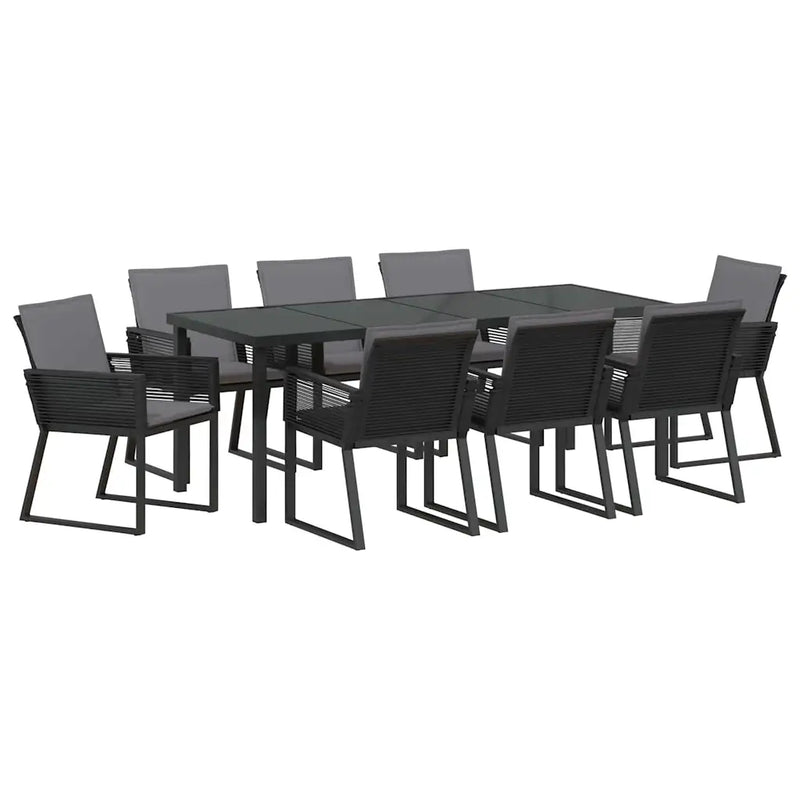 Garden Dining Set 9 pcs Black Powder-Coated Steel