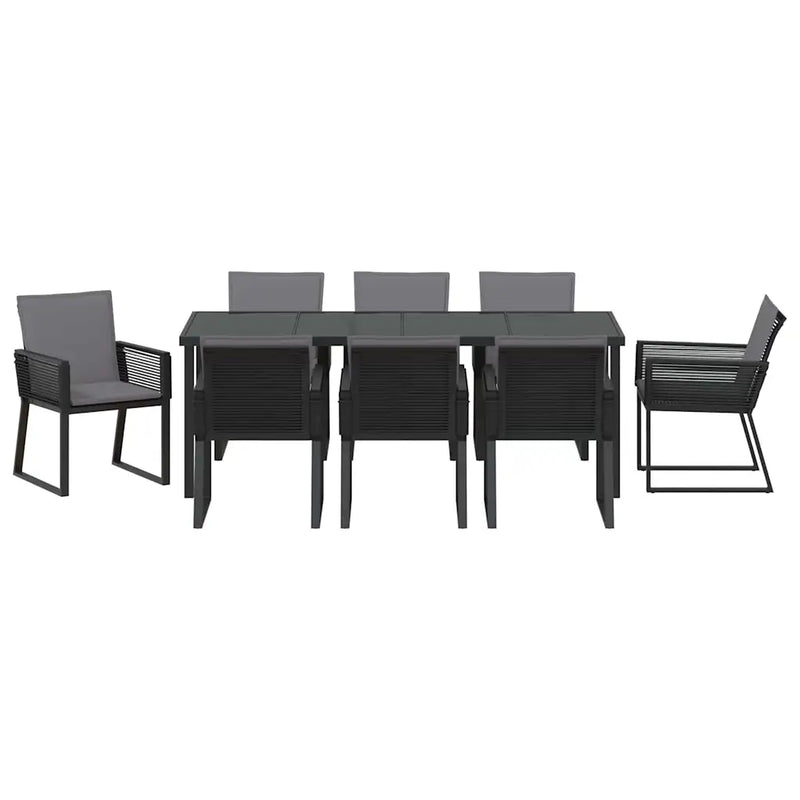 Garden Dining Set 9 pcs Black Powder-Coated Steel
