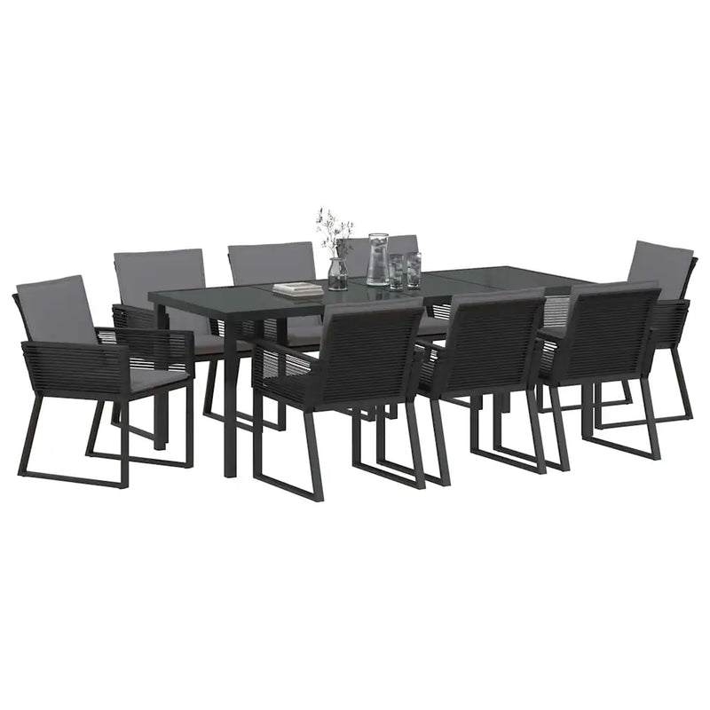Garden Dining Set 9 pcs Black Powder-Coated Steel