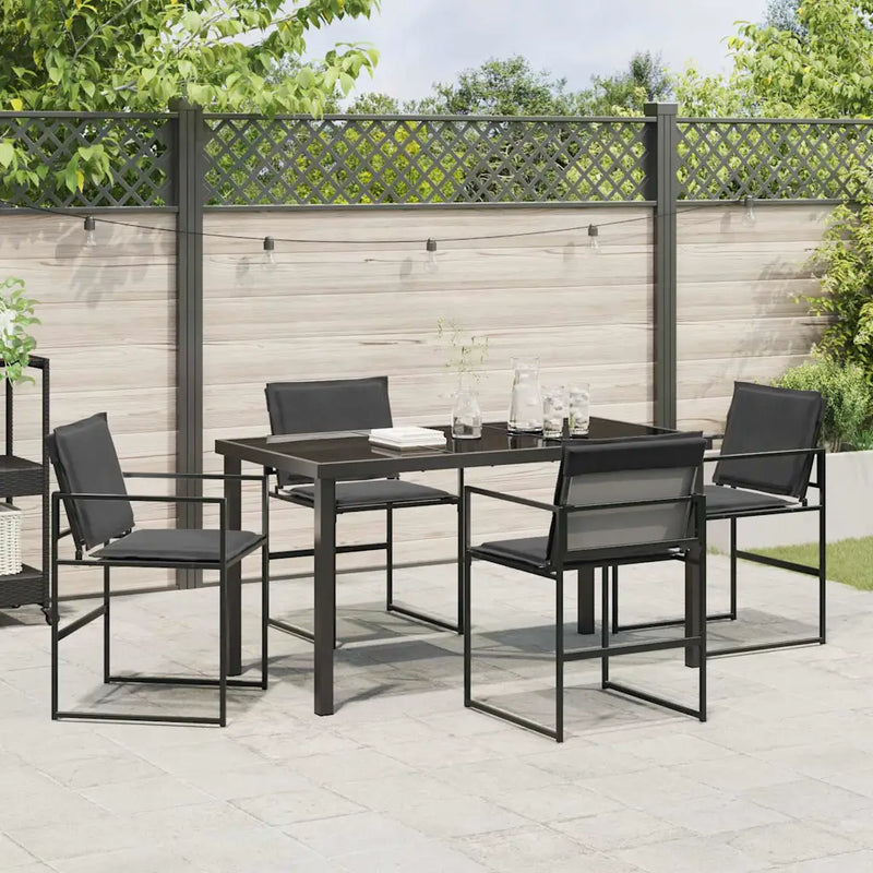 Garden Dining Set 5 pcs Black 140 x 70 x 73 cm