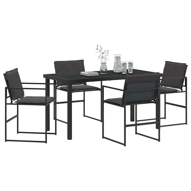 Garden Dining Set 5 pcs Black 140 x 70 x 73 cm