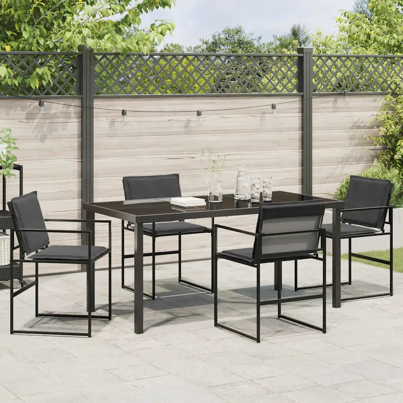 Garden Dining Set 5 pcs Black 160 x 80 x 73 cm