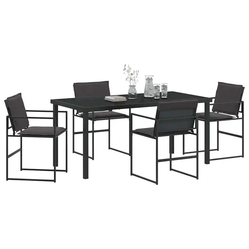 Garden Dining Set 5 pcs Black 160 x 80 x 73 cm