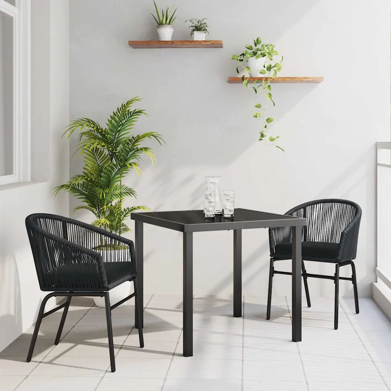 Garden Dining Set 3 pcs Black Powder-Coated Steel