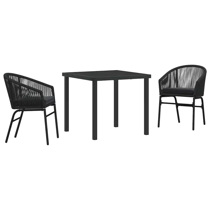 Garden Dining Set 3 pcs Black Powder-Coated Steel