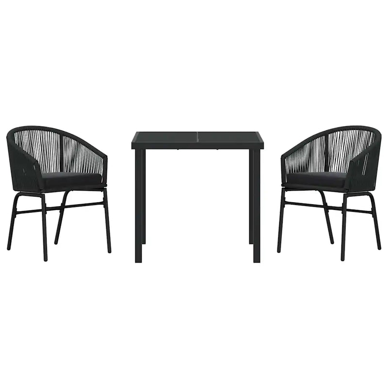 Garden Dining Set 3 pcs Black Powder-Coated Steel