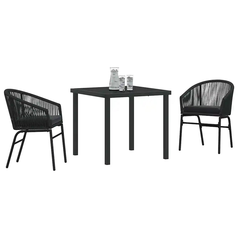 Garden Dining Set 3 pcs Black Powder-Coated Steel
