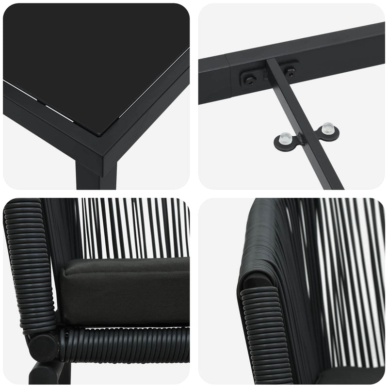 Garden Dining Set 5 pcs Black Powder-Coated Steel