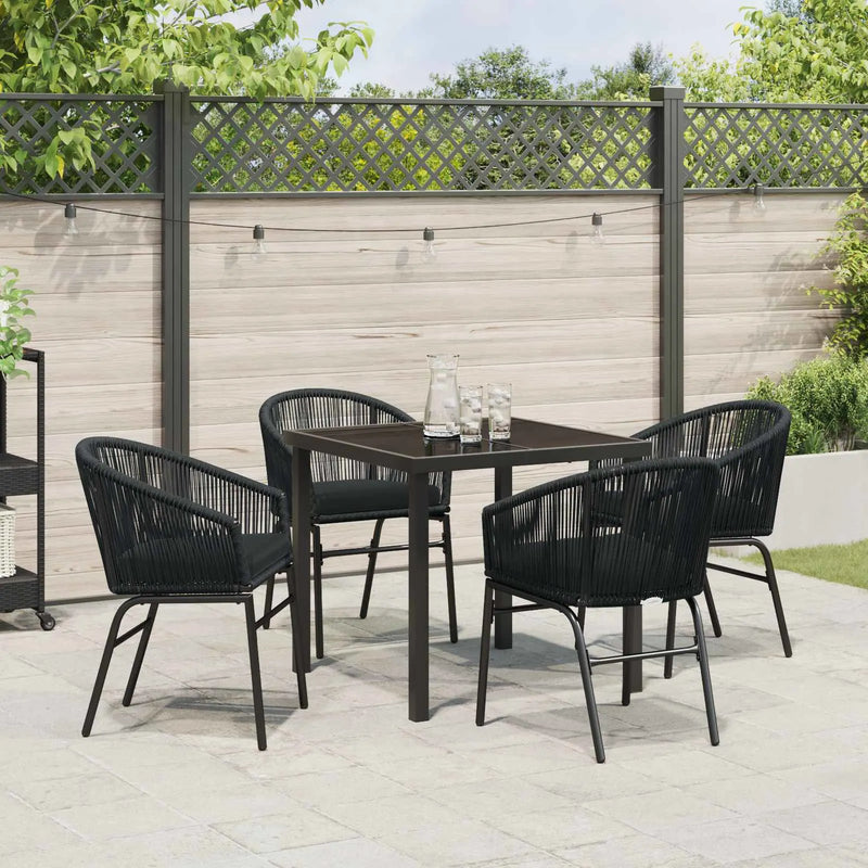 Garden Dining Set 5 pcs Black Powder-Coated Steel