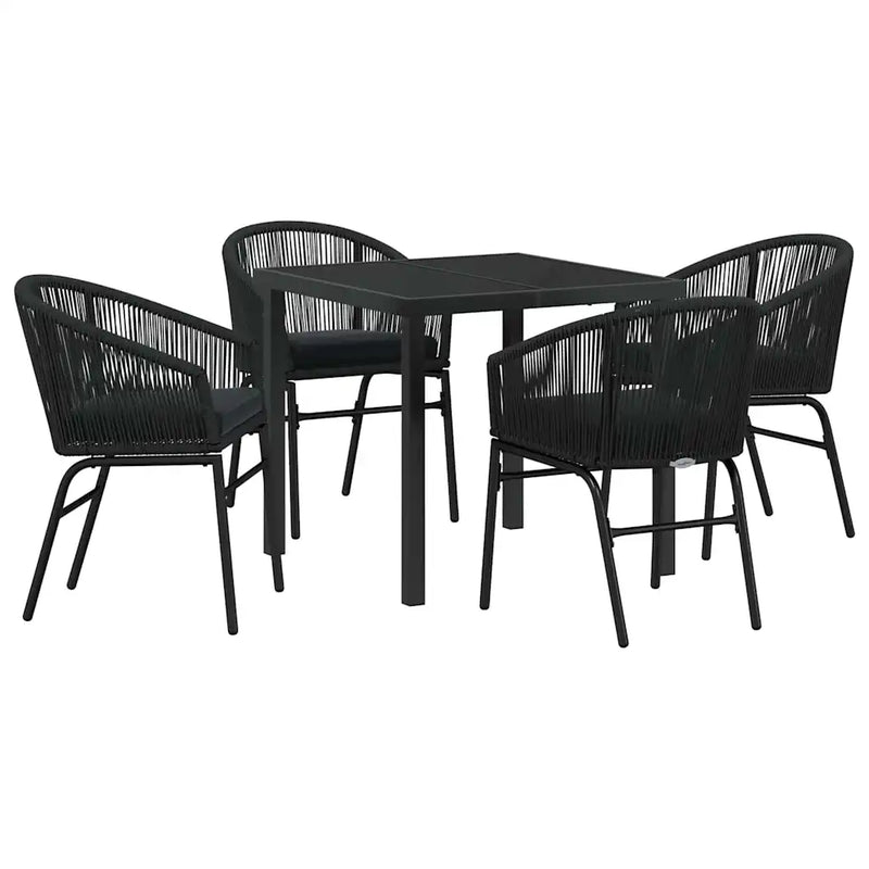 Garden Dining Set 5 pcs Black Powder-Coated Steel