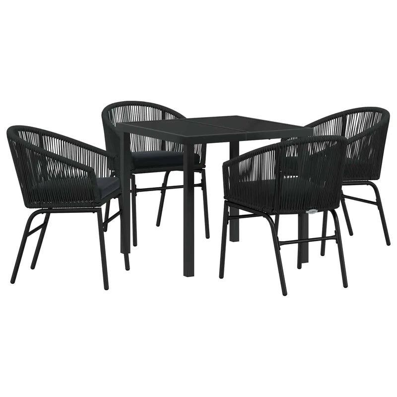 Garden Dining Set 5 pcs Black Powder-Coated Steel