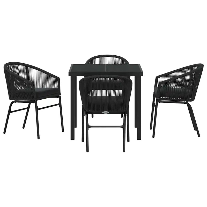 Garden Dining Set 5 pcs Black Powder-Coated Steel
