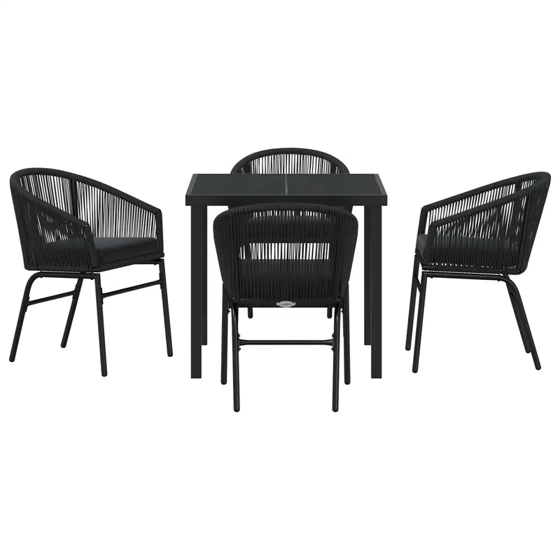 Garden Dining Set 5 pcs Black Powder-Coated Steel