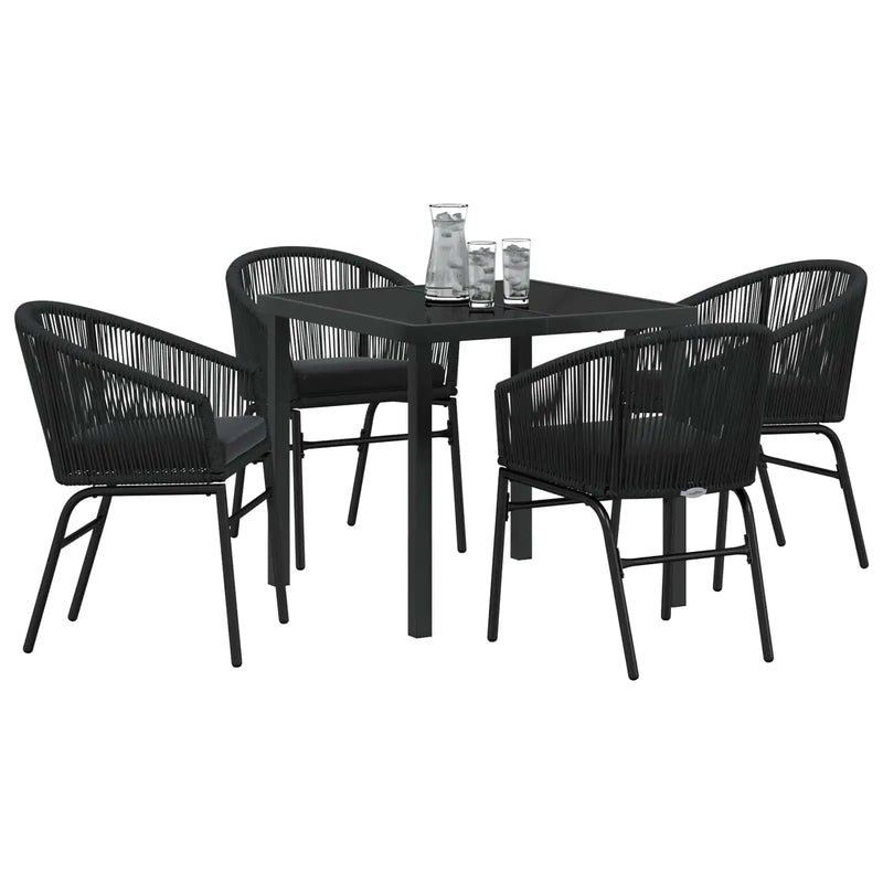Garden Dining Set 5 pcs Black Powder-Coated Steel