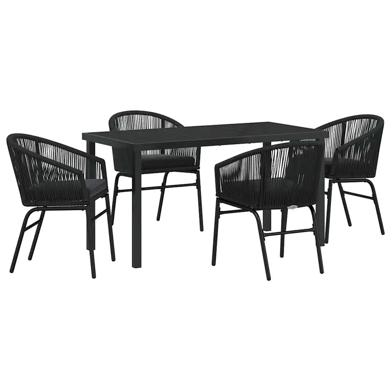 Garden Dining Set 5 pcs Black Powder-Coated Steel