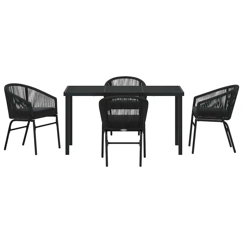 Garden Dining Set 5 pcs Black Powder-Coated Steel