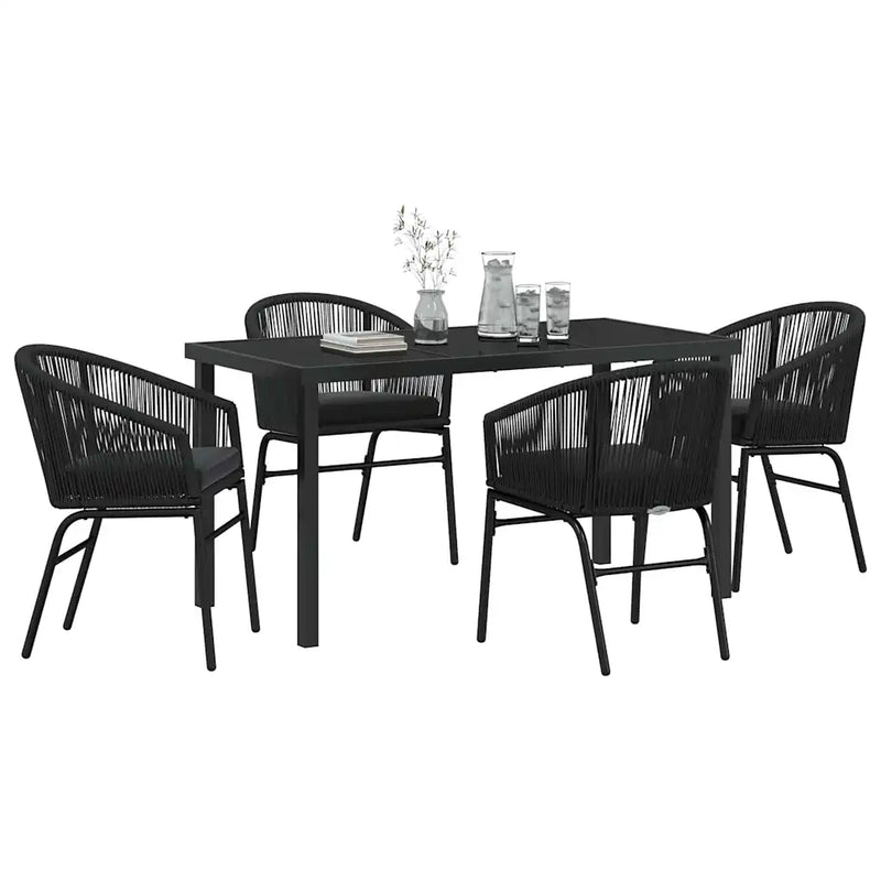 Garden Dining Set 5 pcs Black Powder-Coated Steel