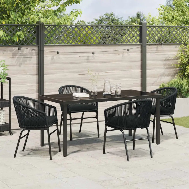 Garden Dining Set 5 pcs Black Powder-Coated Steel