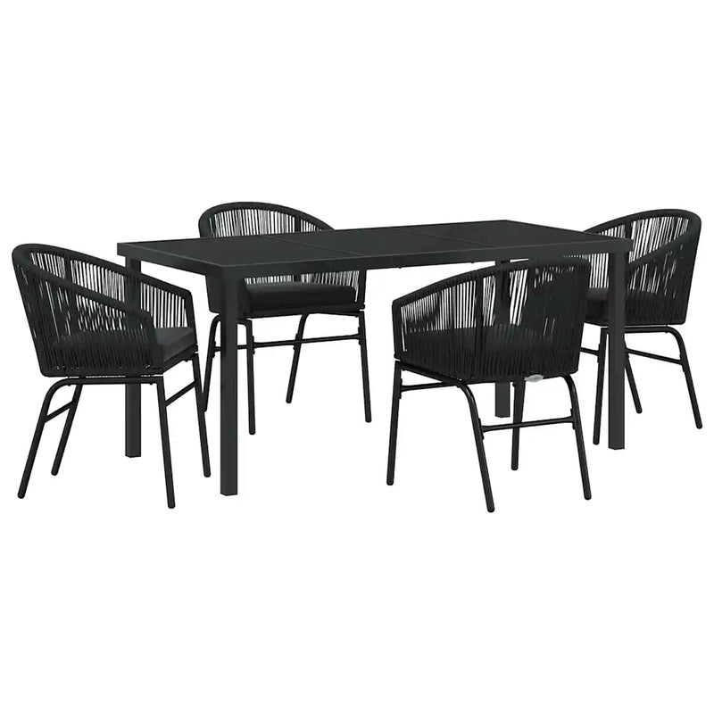 Garden Dining Set 5 pcs Black Powder-Coated Steel