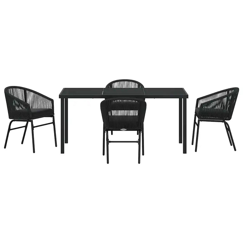 Garden Dining Set 5 pcs Black Powder-Coated Steel