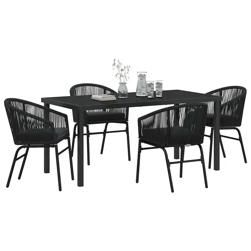 Garden Dining Set 5 pcs Black Powder-Coated Steel