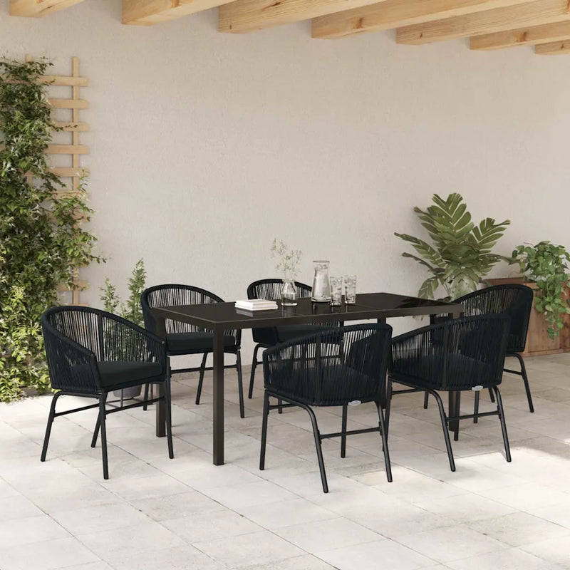 Garden Dining Set 7 pcs Black Powder-Coated Steel