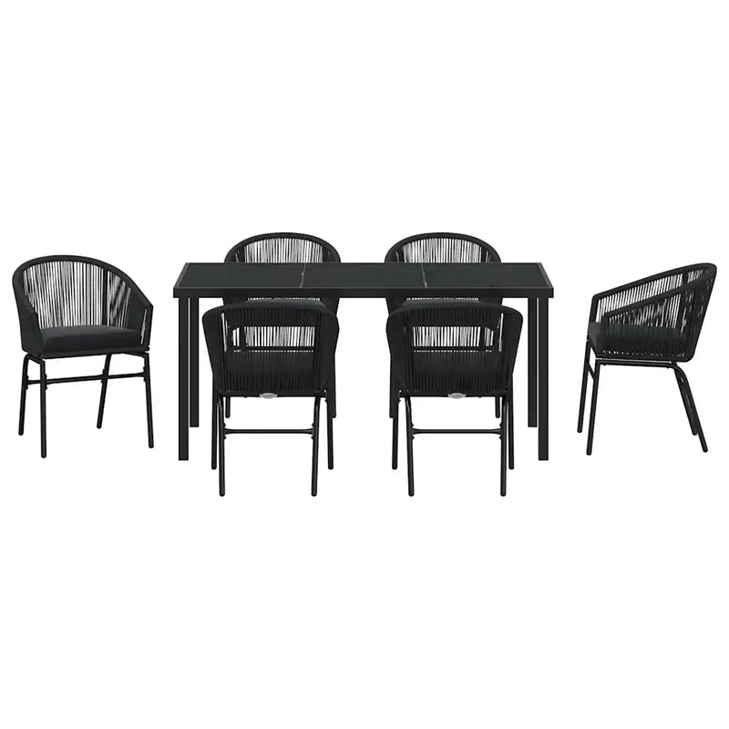 Garden Dining Set 7 pcs Black Powder-Coated Steel