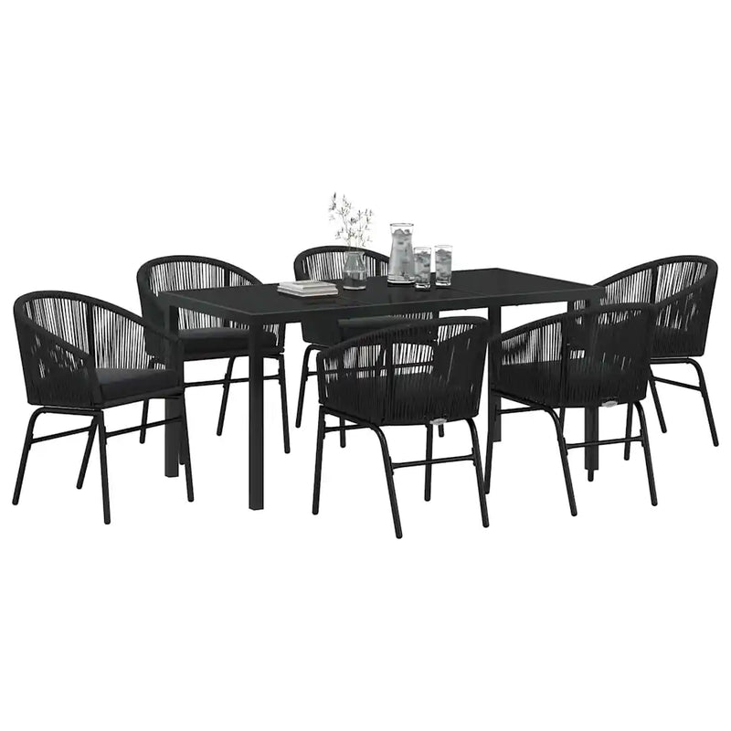 Garden Dining Set 7 pcs Black Powder-Coated Steel