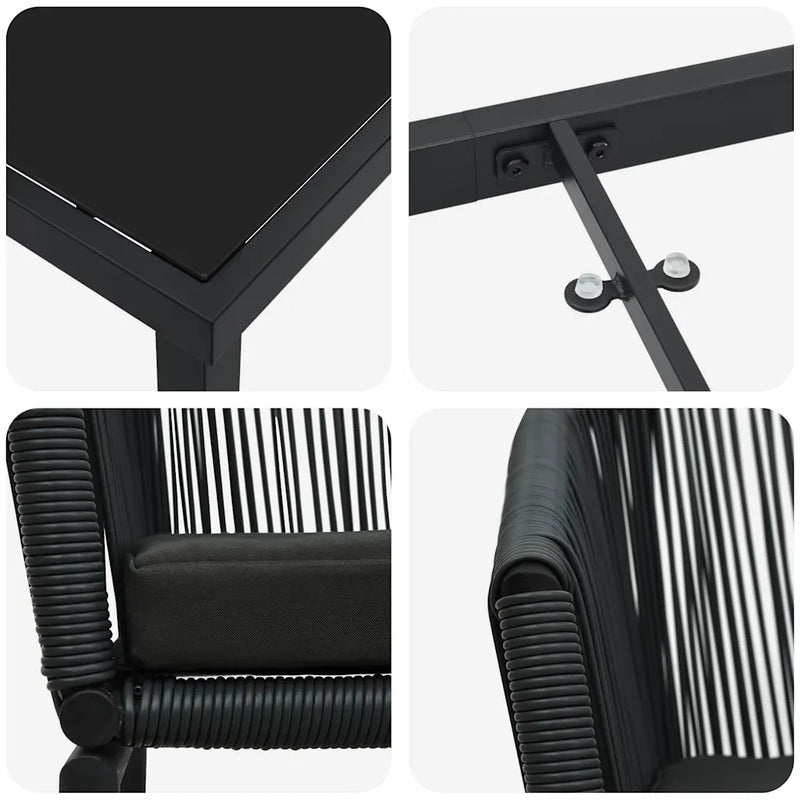 Garden Dining Set 7 pcs Black Powder-Coated Steel