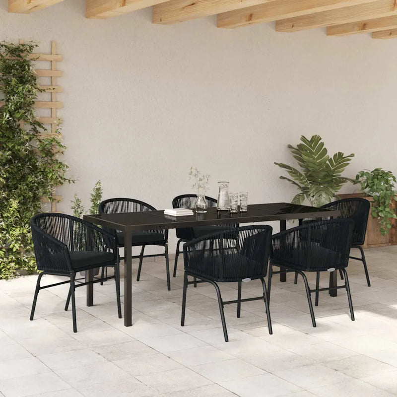 Garden Dining Set 7 pcs Black Powder-Coated Steel