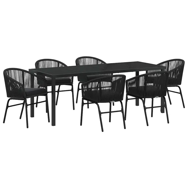Garden Dining Set 7 pcs Black Powder-Coated Steel