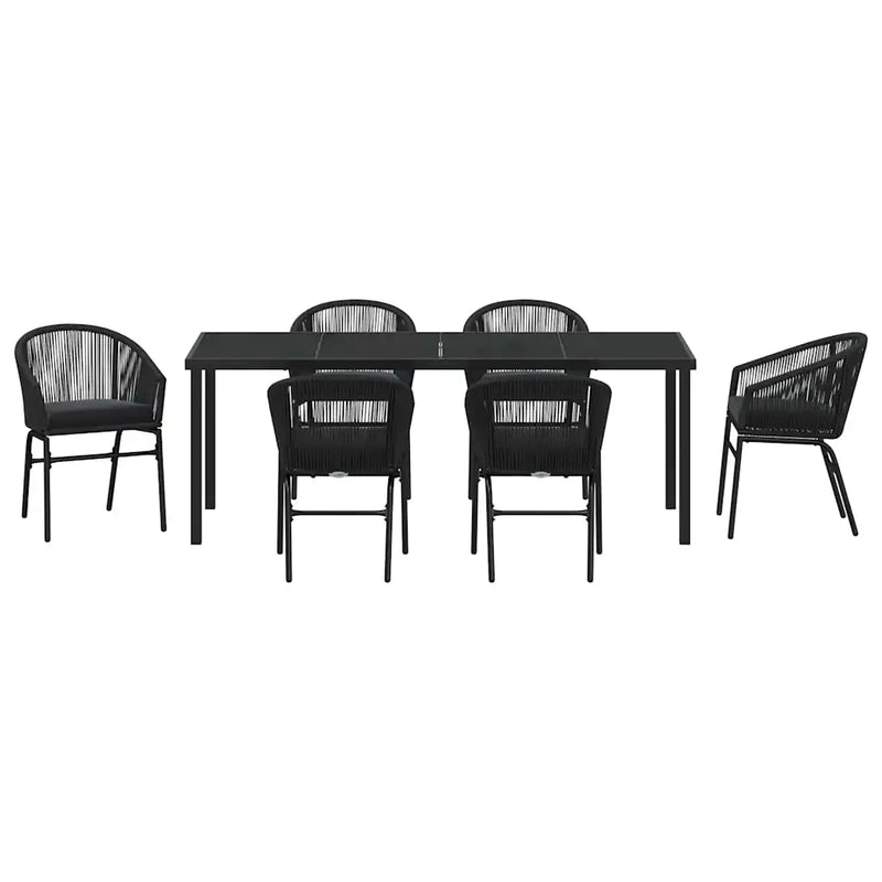 Garden Dining Set 7 pcs Black Powder-Coated Steel