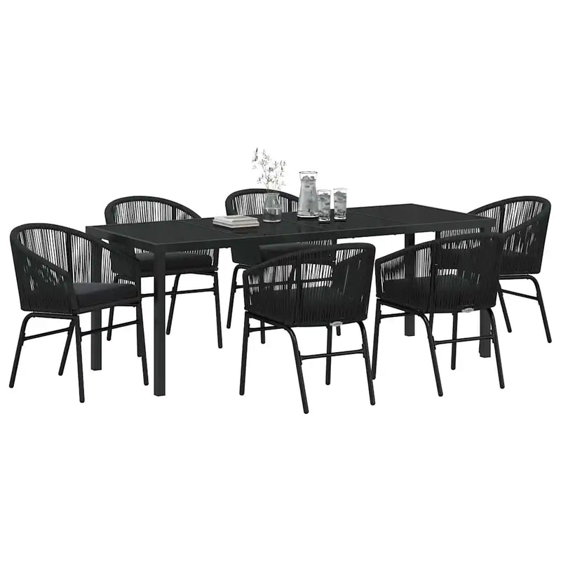 Garden Dining Set 7 pcs Black Powder-Coated Steel