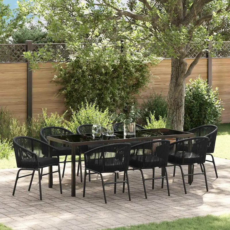 Garden Dining Set 9 pcs Black Powder-Coated Steel