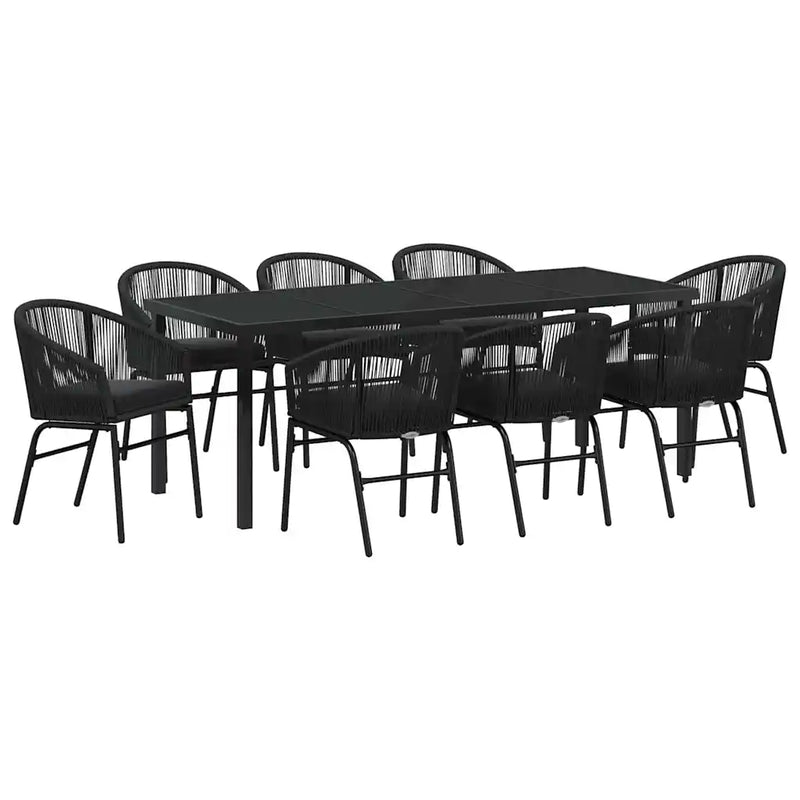 Garden Dining Set 9 pcs Black Powder-Coated Steel