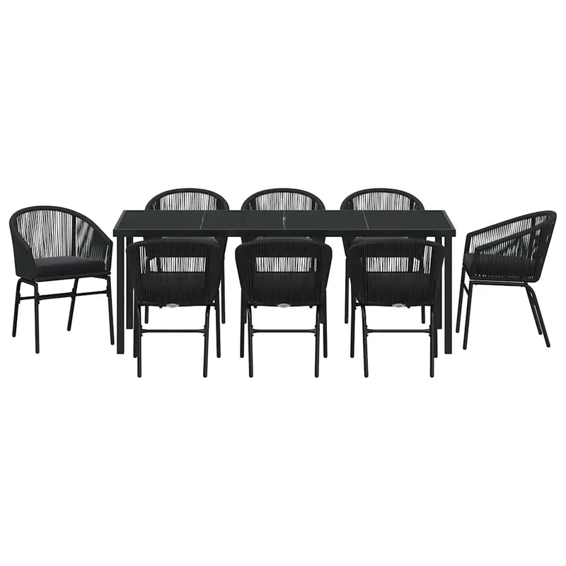 Garden Dining Set 9 pcs Black Powder-Coated Steel