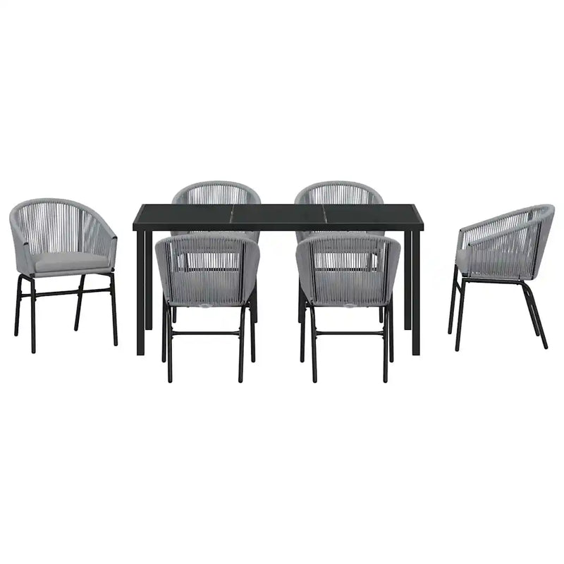 Garden Dining Set 7 pcs Anthracite Powder-Coated Steel
