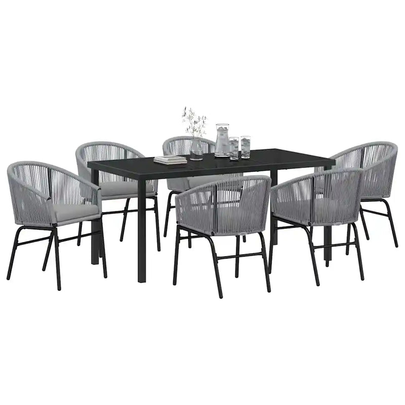 Garden Dining Set 7 pcs Anthracite Powder-Coated Steel