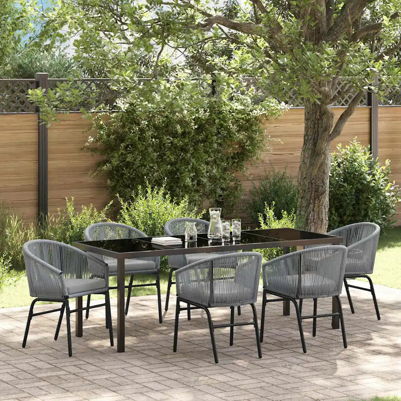 Garden Dining Set 7 pcs Anthracite Powder-Coated Steel