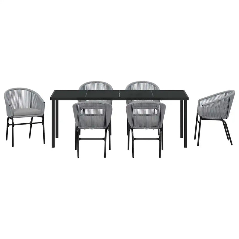 Garden Dining Set 7 pcs Anthracite Powder-Coated Steel