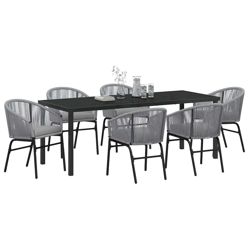 Garden Dining Set 7 pcs Anthracite Powder-Coated Steel