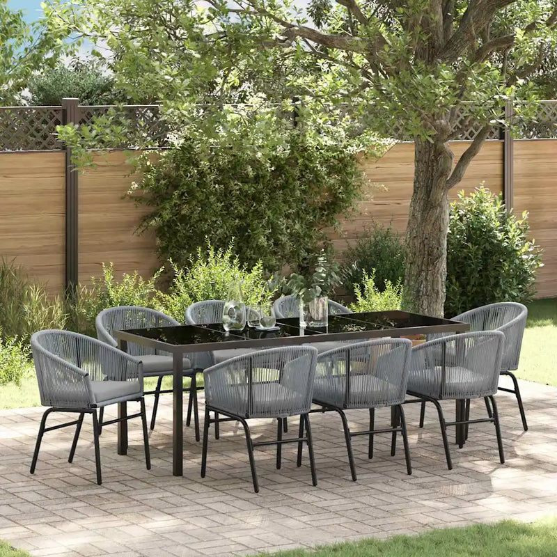 Garden Dining Set 9 pcs Anthracite Powder-Coated Steel