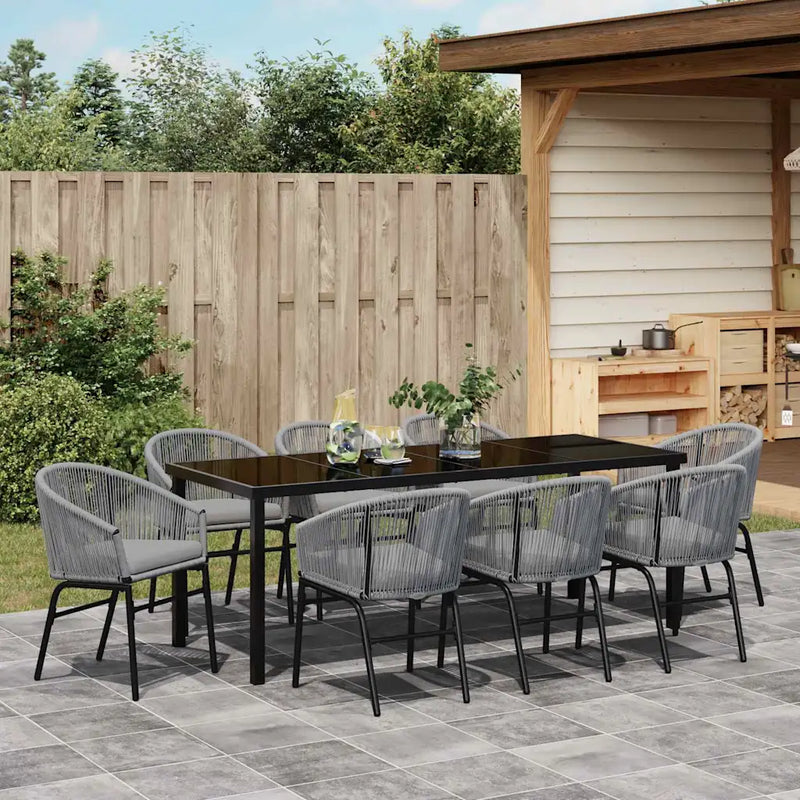 Garden Dining Set 9 pcs Anthracite Powder-Coated Steel