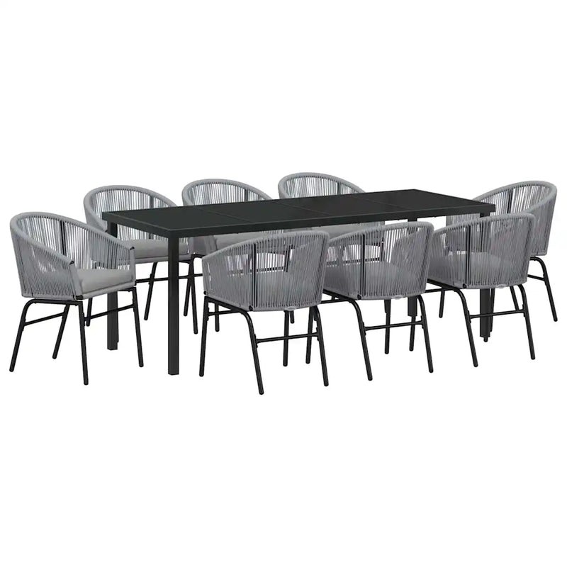 Garden Dining Set 9 pcs Anthracite Powder-Coated Steel