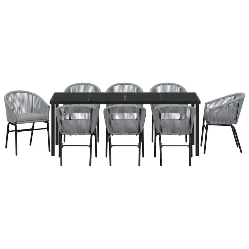 Garden Dining Set 9 pcs Anthracite Powder-Coated Steel